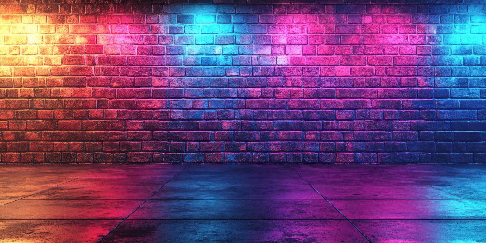 Colorful illuminated brick wall creates a vibrant atmosphere for events and performances in an urban setting
